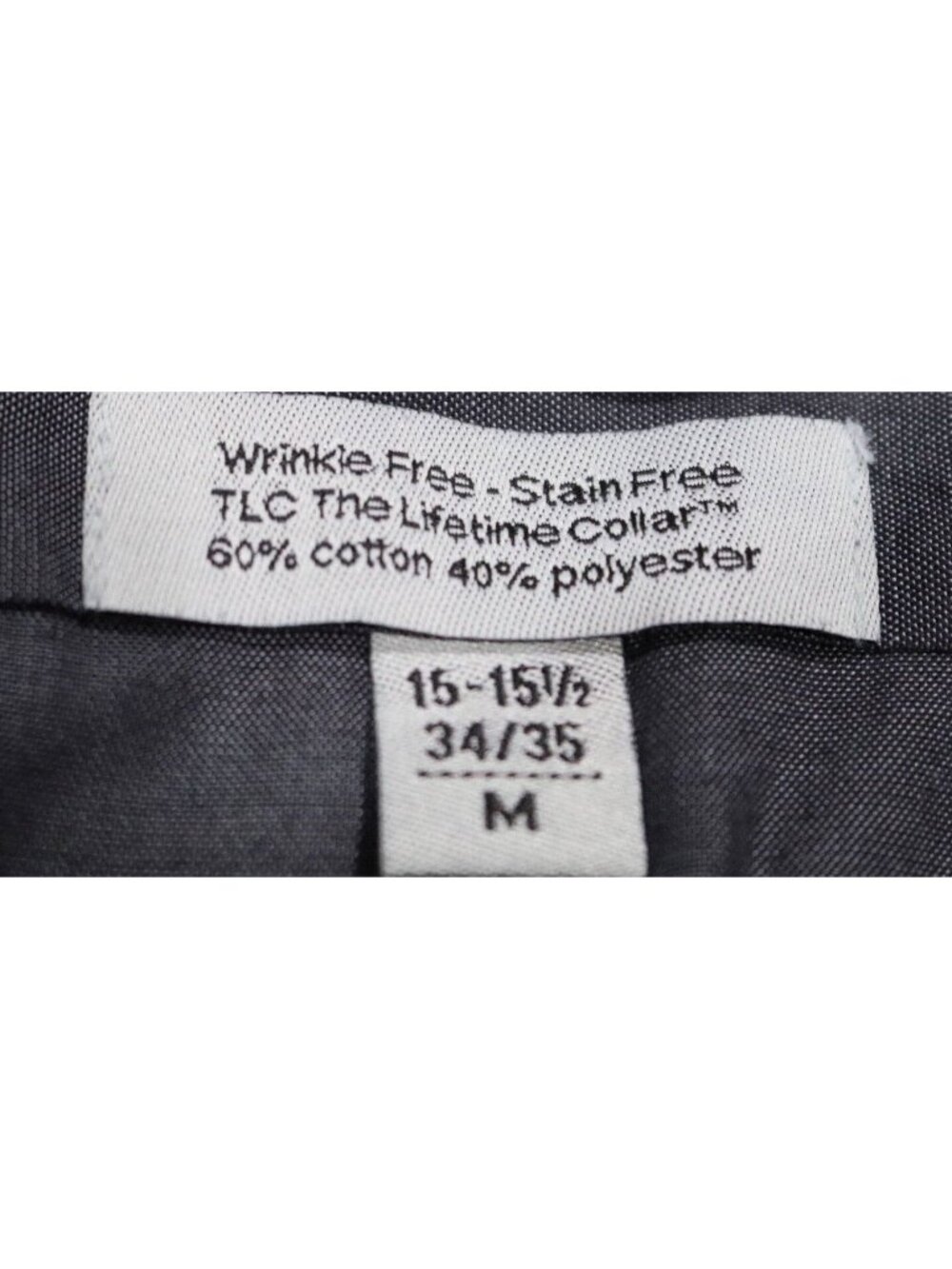 Quiet luxury Dress Shirt Men M 15 15.5 34 35 Gray Wrinkle Stain Free Oxford VTG - Picture 8 of 10